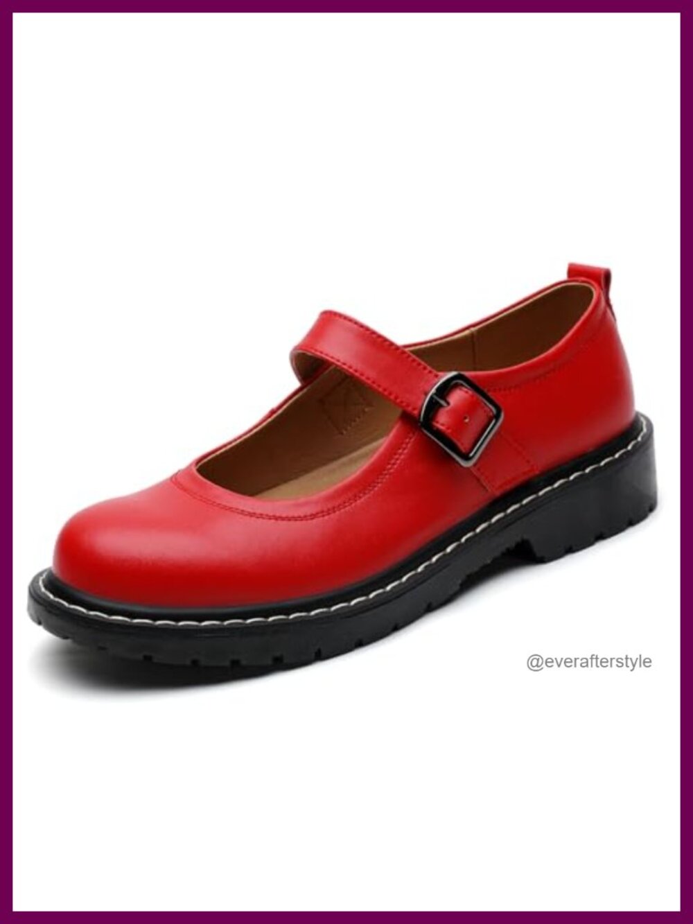 Mary Jane Flats Womens Round Toe Buckle Strap Leather Comfortable